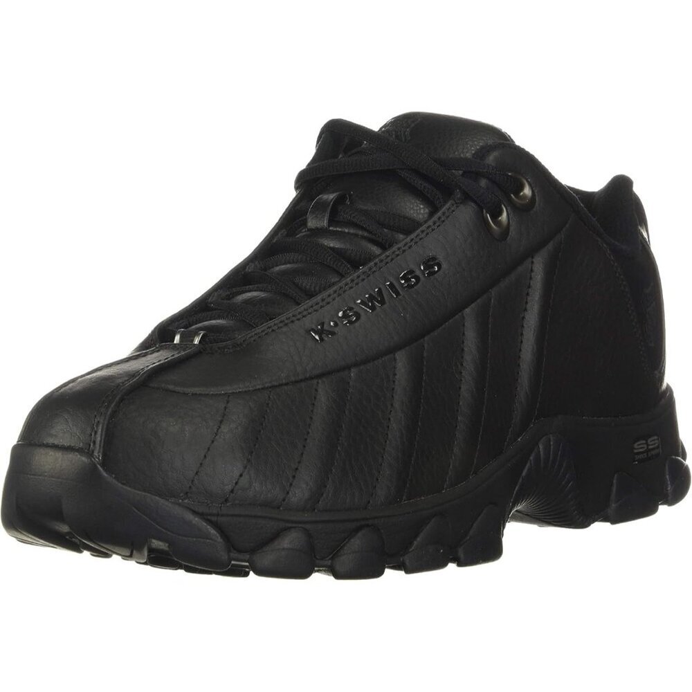 K-Swiss Men's Black Wide Tennis Dad Walking Leather Upper Sneaker Shoes